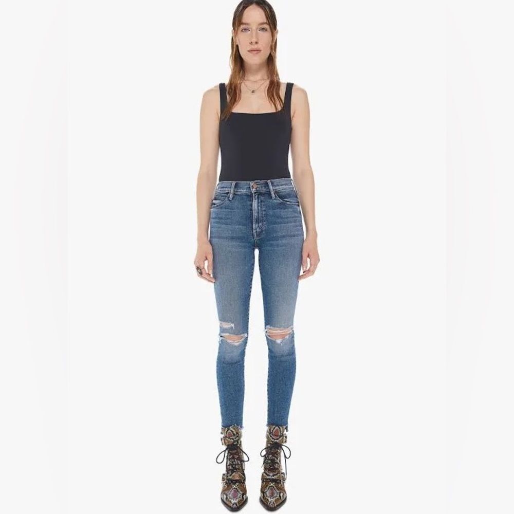 NWT Mother TheStunner Zip Ankle Step Fray in Roughing It